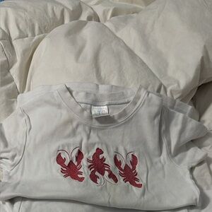 White Shirt with Lobster and Bunny Embroidery